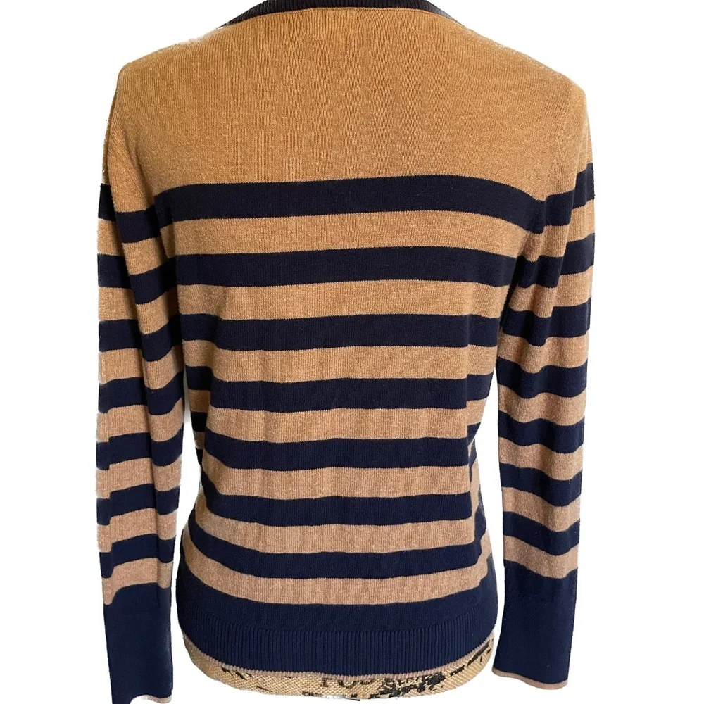 A New Day Sweater Long Sleeves Tan and Navy Size M - Picture 5 of 8
